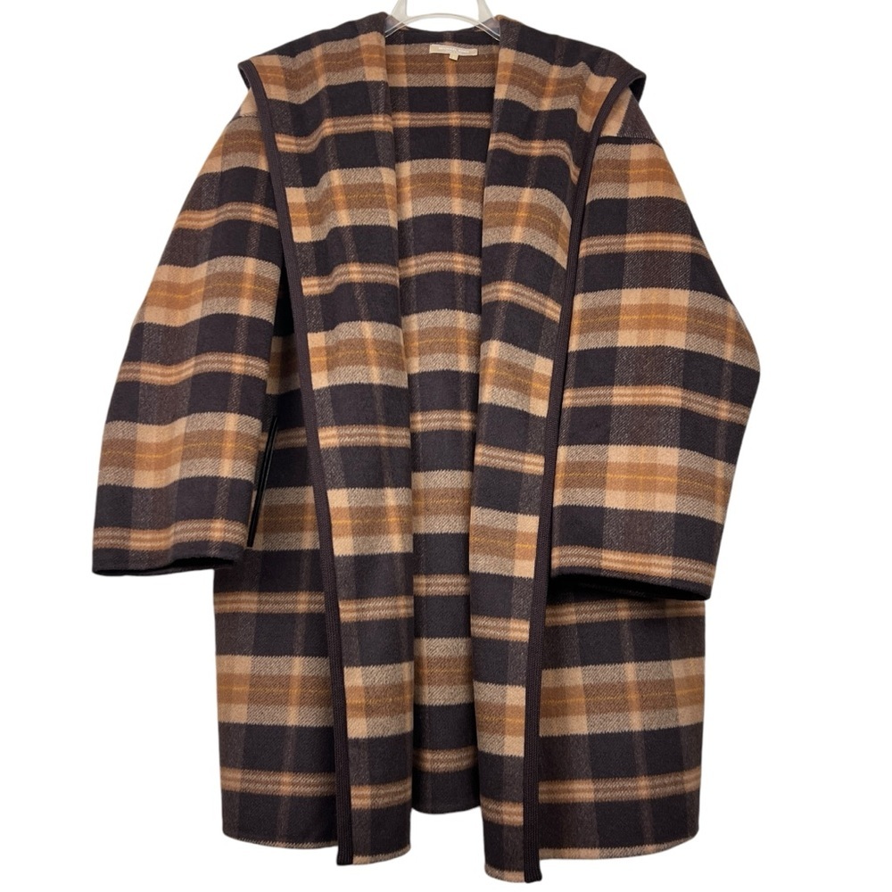 Michael Kors Collection Plaid Wool Hooded Cape Coat